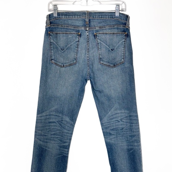 Hudson Wide Cuff Distressed Fringe Hem Medium Wash Cropped Skinny Jeans 29 - Picture 9 of 14